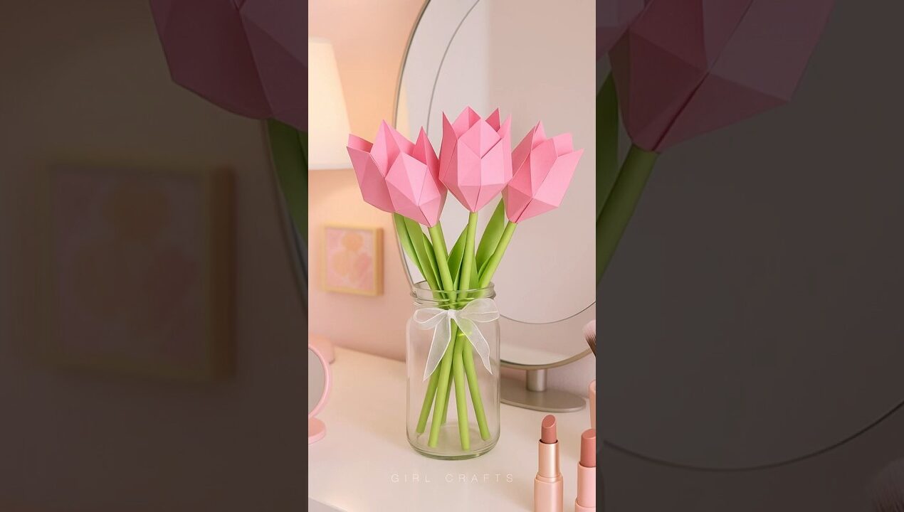 Diy Paper Tulip Flowers 🌷#papercraft #craft