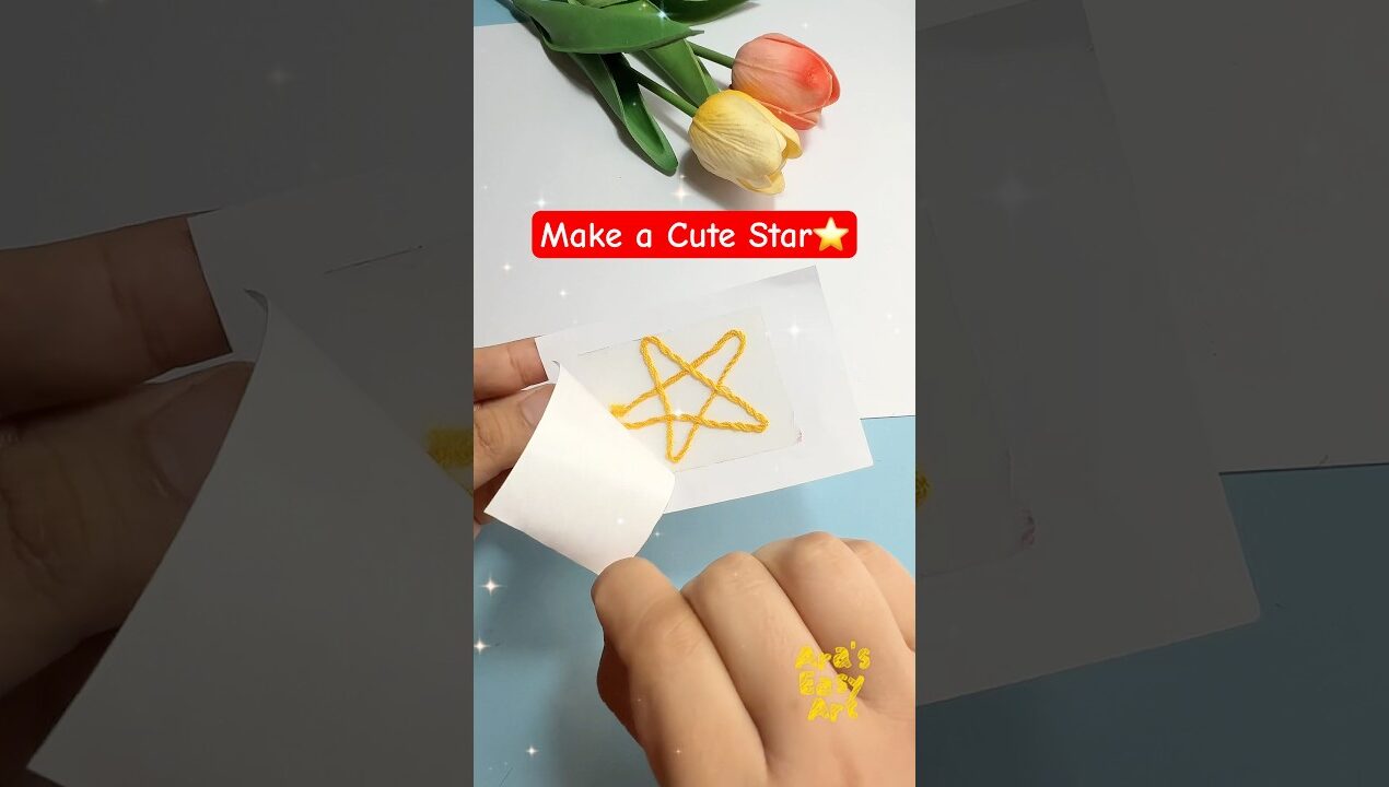 Creative Yarn Art idea ✨🧶⭐ @ArasEasyArt #diy #art #viral #ytshorts