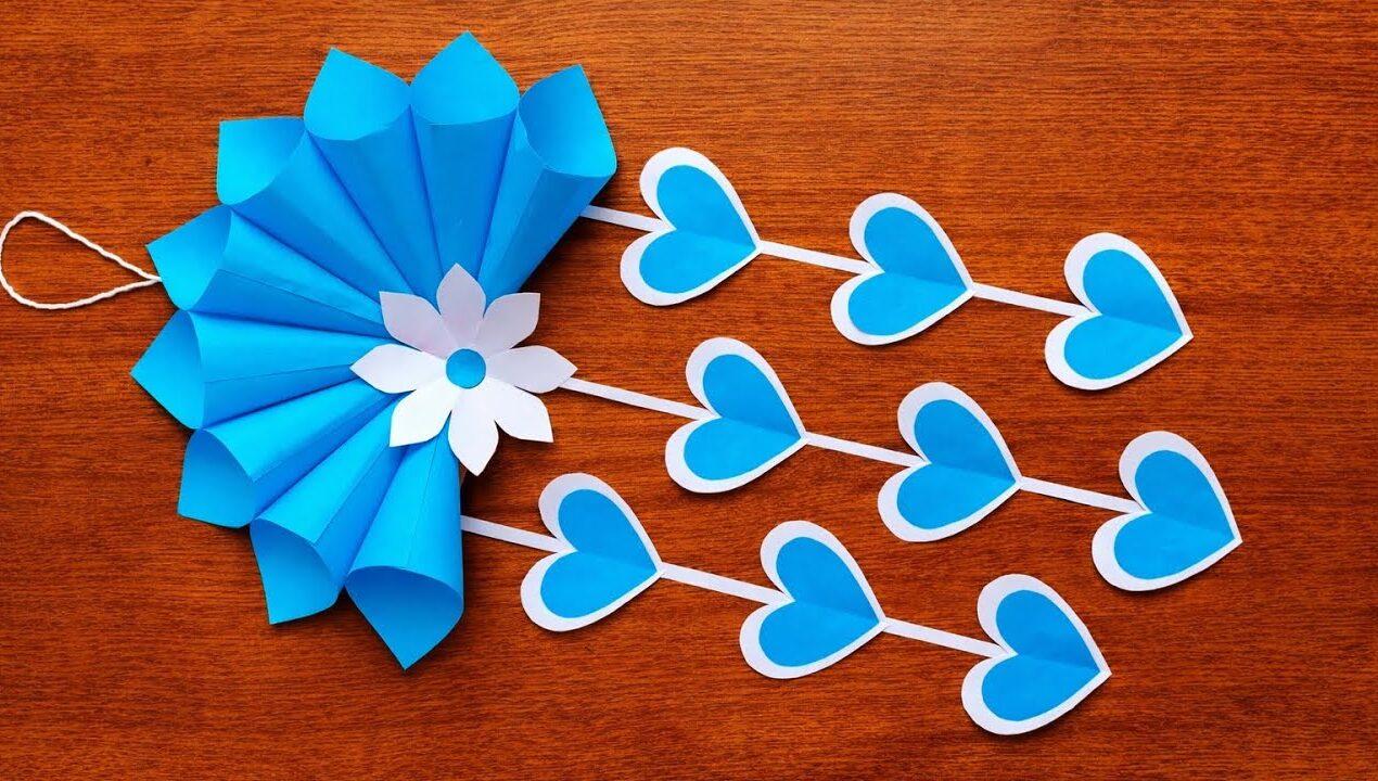 Quick & Easy Paper Wall Hanging Ideas / Heart Flower Wall decor / Cardboard  Reuse /Room Decor DIY