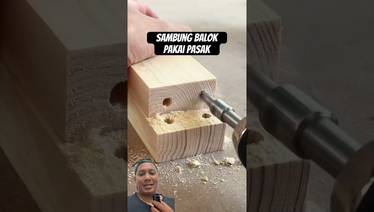Cara sambung balok kayu pakai pasak #shorts #diy #craft #konstruksi #pertukangan