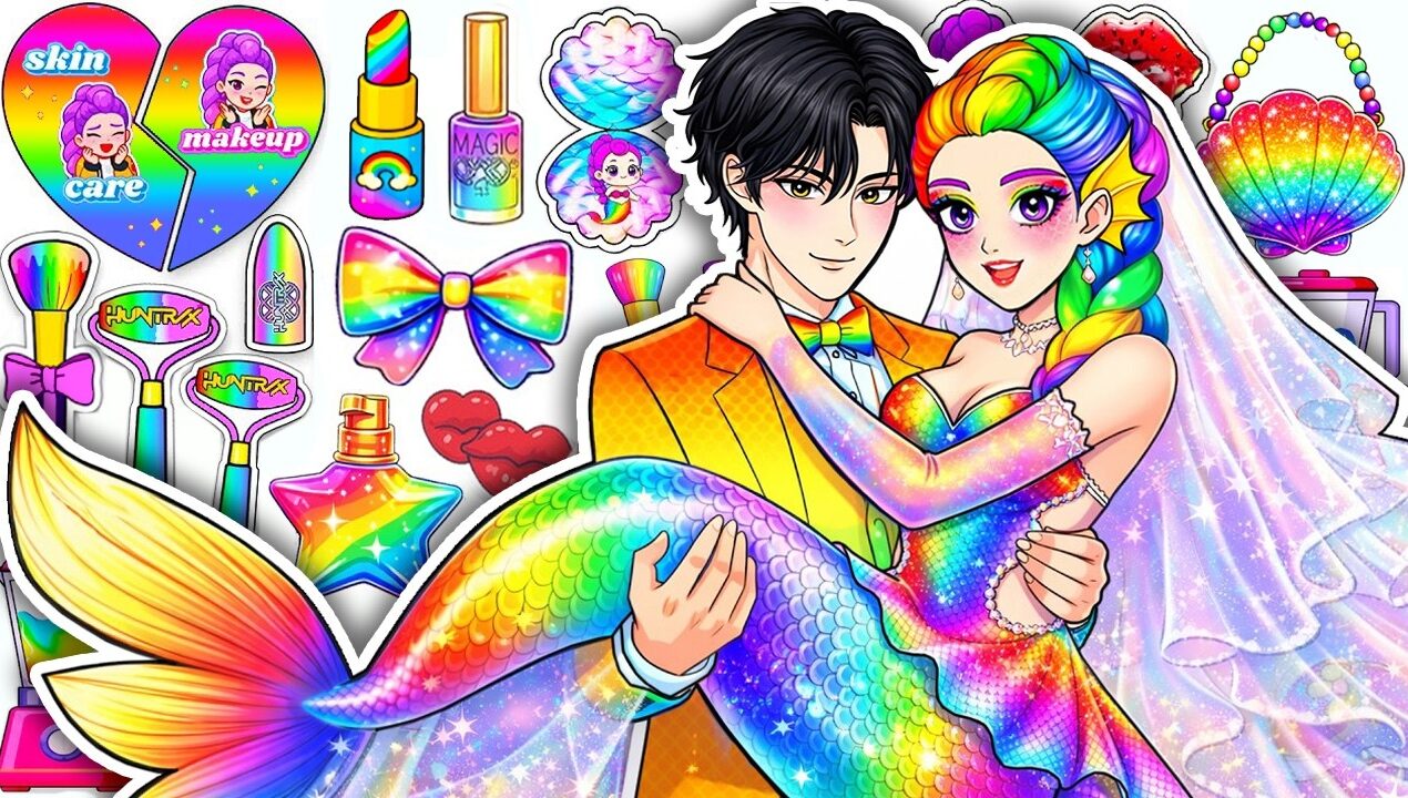 🌸Paper DIY🌸KPOP DEMON HUNTERS Couple Rumi x Jinu Mermaid Glow Up Skincare + Makeup Pt.2 💄 ASMR