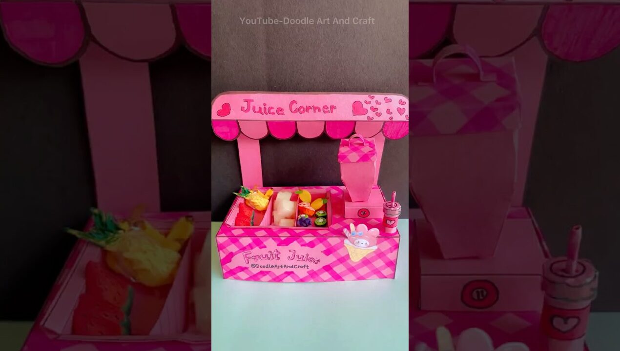 Miniature Juice Corner Setup DIY 🍊🥤 | Easy Paper Craft Idea ✨  #shorts #miniature