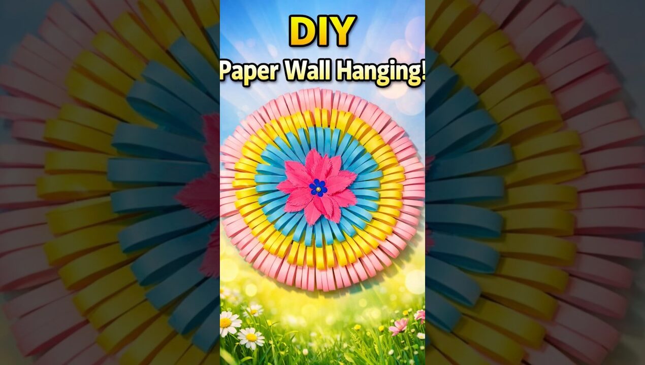 DIY Paper Wall Hanging 🌸 | Easy Paper Craft Idea in 30 Seconds! #shorts#ytshorts