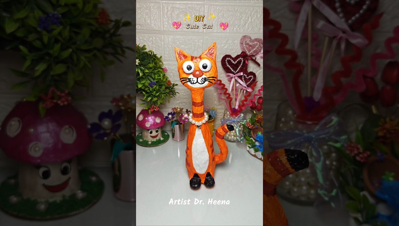 DIY Cute Cat Out of Waste 😺💖 #trending #diy #cat #art #craft #viral #shorts #artandcraft #cutecat