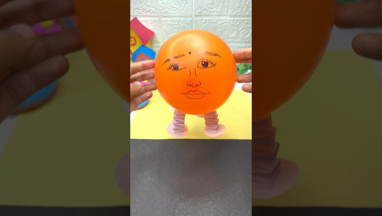 Diy balloon jumping toy for kids/ #kidscraft #kidsvideo #ballonscraft #diy #shortfeed #art