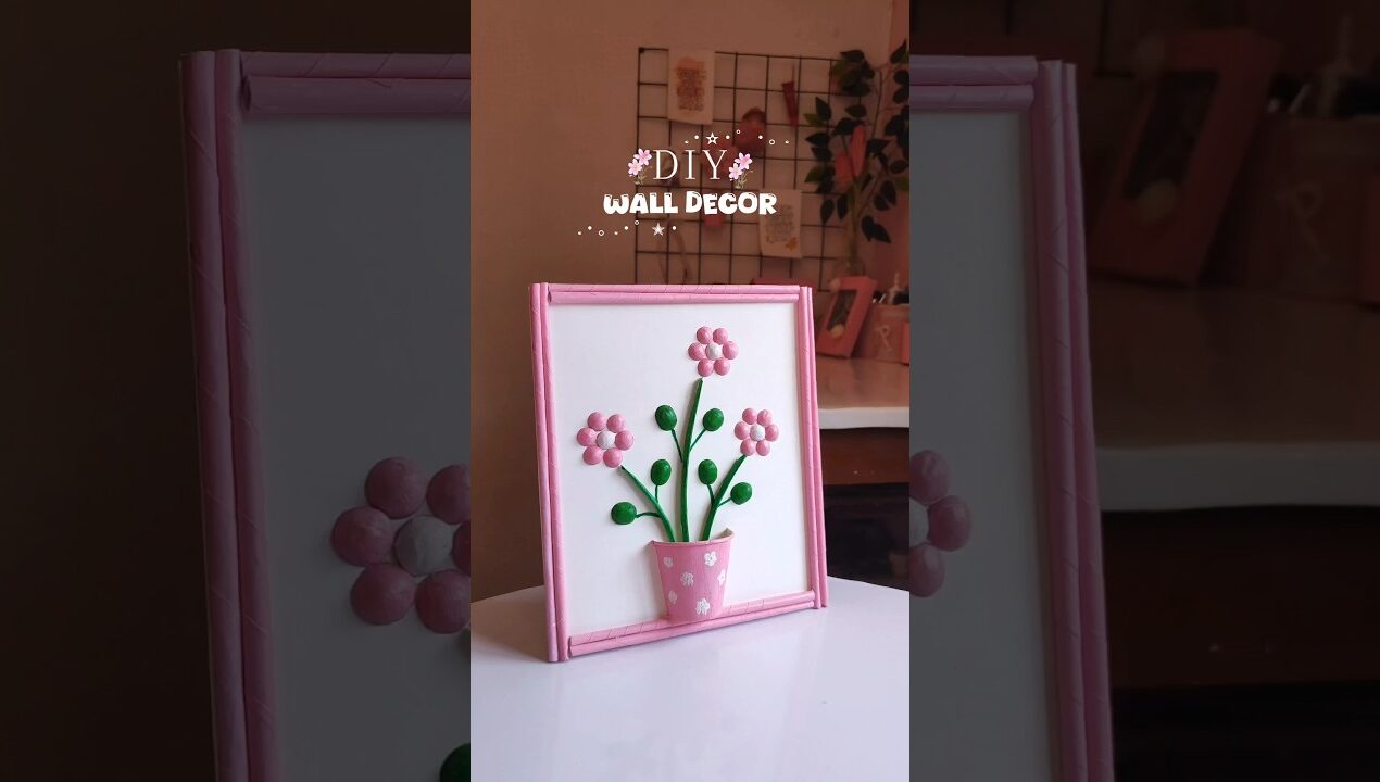 Diy Wall Decor 🌸 || Aesthetic Room Decor #shorts #viral #craft #trending #art #diy #aesthetic #decor