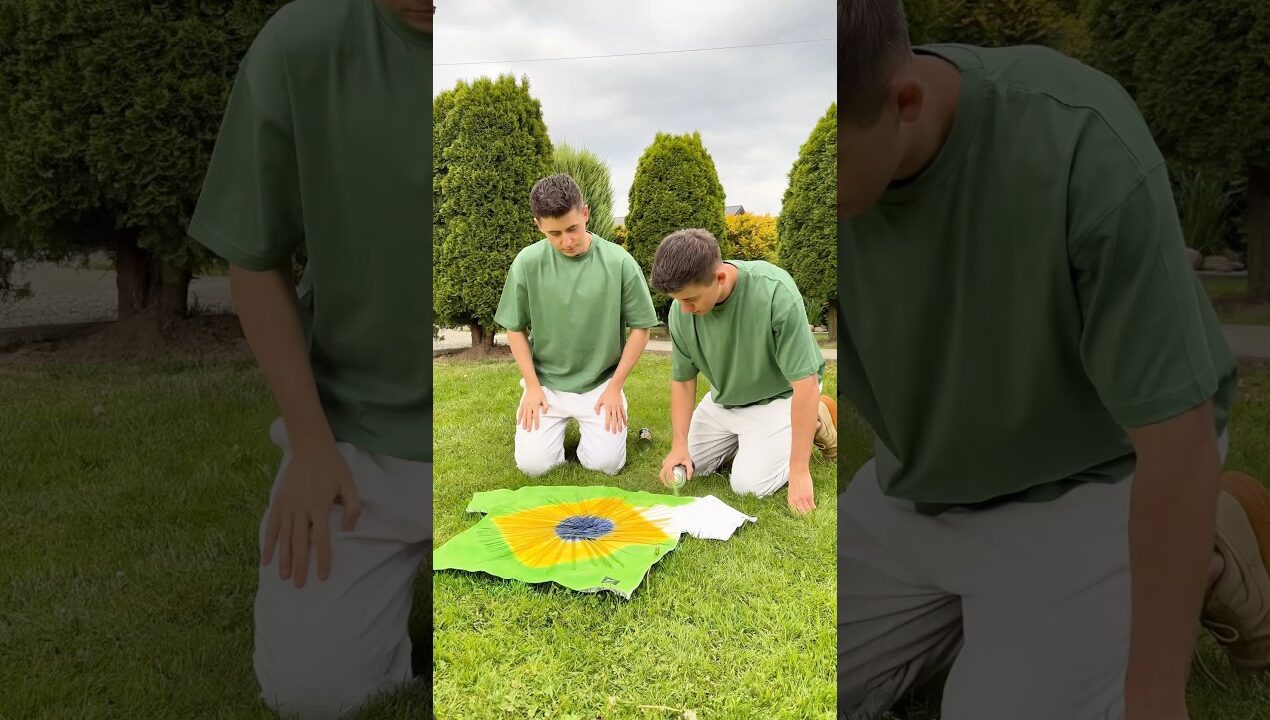 DIY Brazil flag on a t-shirt with spaghetti & spray!? 🇧🇷👕🍝 RESULT at the END 💚💙💛