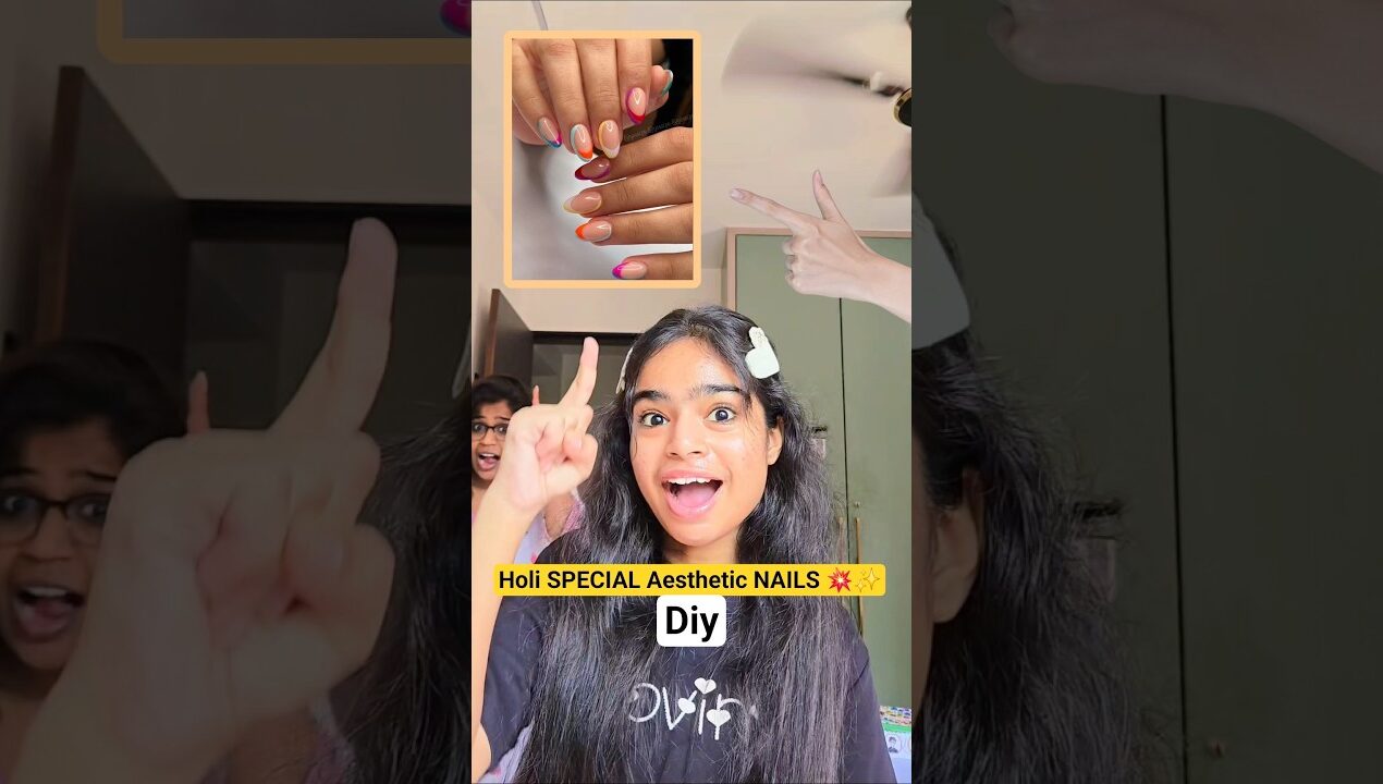 Holi SPECIAL Aesthetic NAILS 💥✨️ #shorts #minivlog #ashortaday #tranding #vlog #diy #mehndi #nails