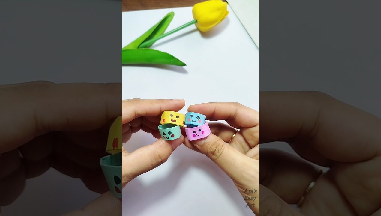 Simple Paper Ring craft for kids @ArasEasyArt #diy #kidscraft #paperring #ytshorts #viral