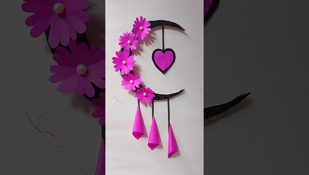 Moon shape wall hanging / DIY Wall Hanging with cardboard #shorts #youtubeshorts #homedecor #craft