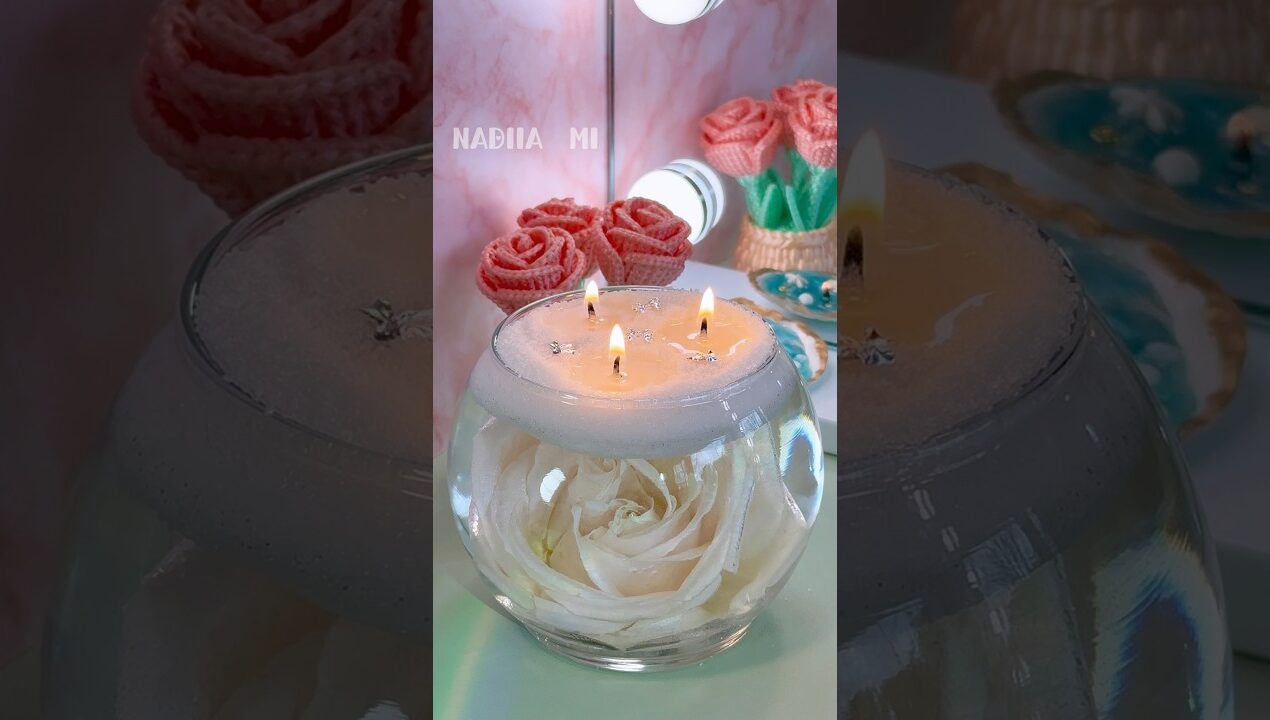 Beautiful White Rose Candle in Water ✨ Relaxing DIY