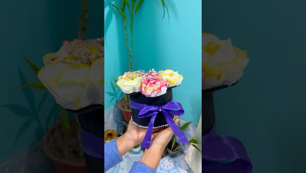 Diy tissue paper rose bouquet for husband❤️ #tissuerose #diyflower #youtubeshorts