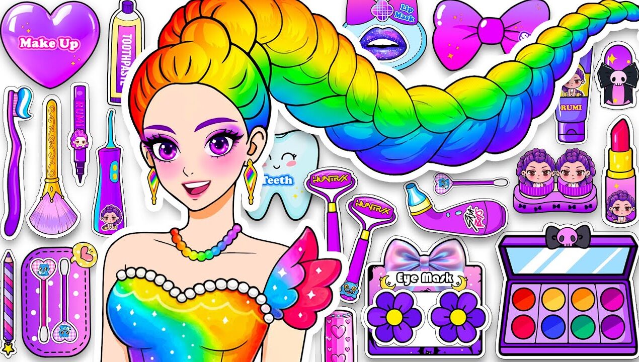 💖Paper DIY💖KPOP DEMON HUNTERS RUMI colorful Hair Care +Skincare + Makeup +Fashion Blind Bag Unboxing