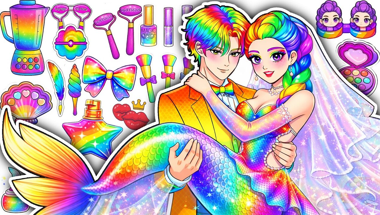 🌸Paper DIY🌸KPOP DEMON HUNTERS Couple Rumi x Jinu Mermaid Glow Up Skincare + Makeup 💄