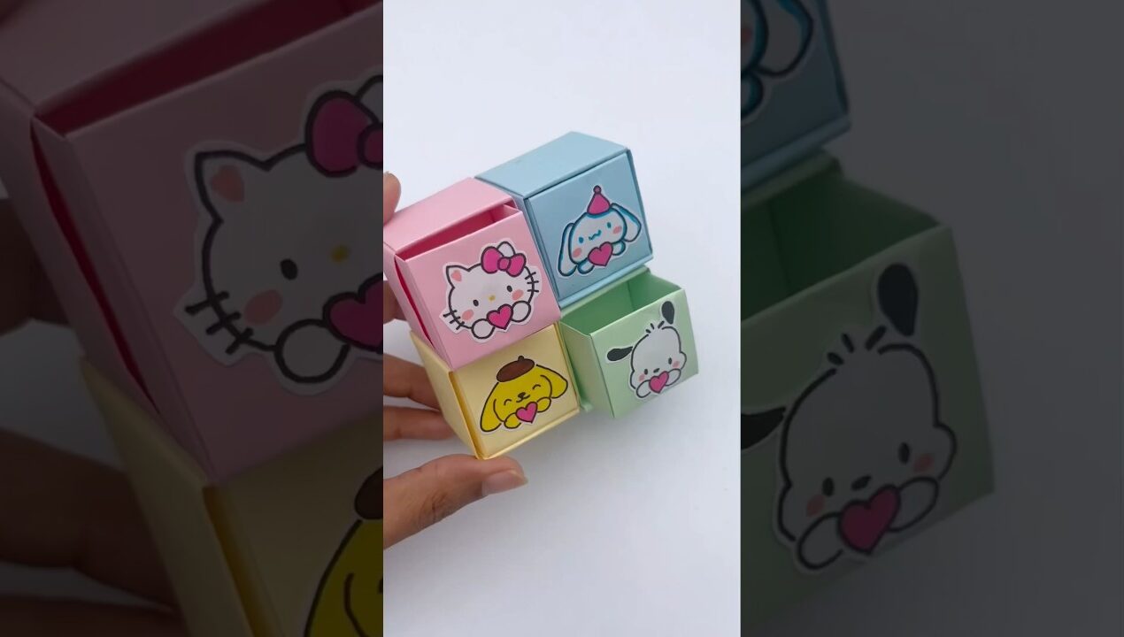 DIY MINI PAPER  DRAWERS / PAPER CRAFT/ SMALL ORIGAMI STORAGE BOX DIY / DESK ORGANIZER DRAWER