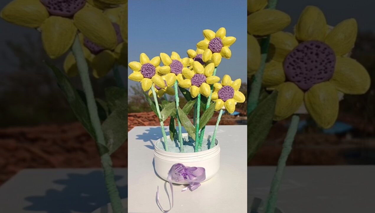 Diy Pista Shell Flower Ideas #shorts #trending #viral #diy #flowers #rkartandcrafts