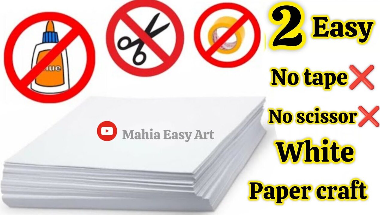 2 Easy no glue paper craft|Paper craft without glue|No glue paper craft|Easy paper craft no glue