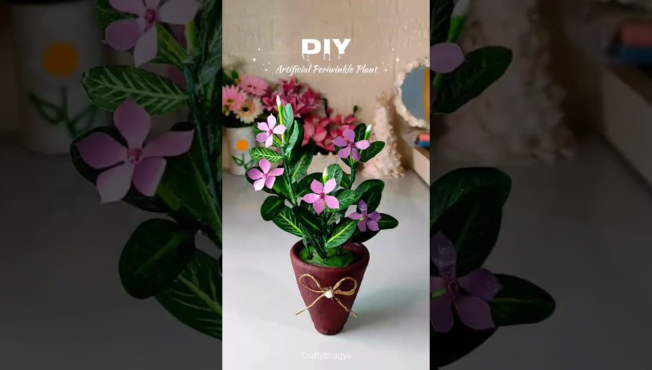 DIY Artificial Periwinkle Plant | Tissue paper home decor ideas #diy #shorts #homedecor
