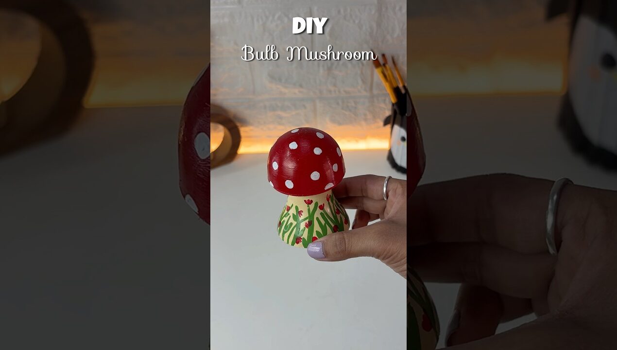 Diy LED bulb mushroom #shorts #diy #bestoutofwaste #craft #youtubeshorts