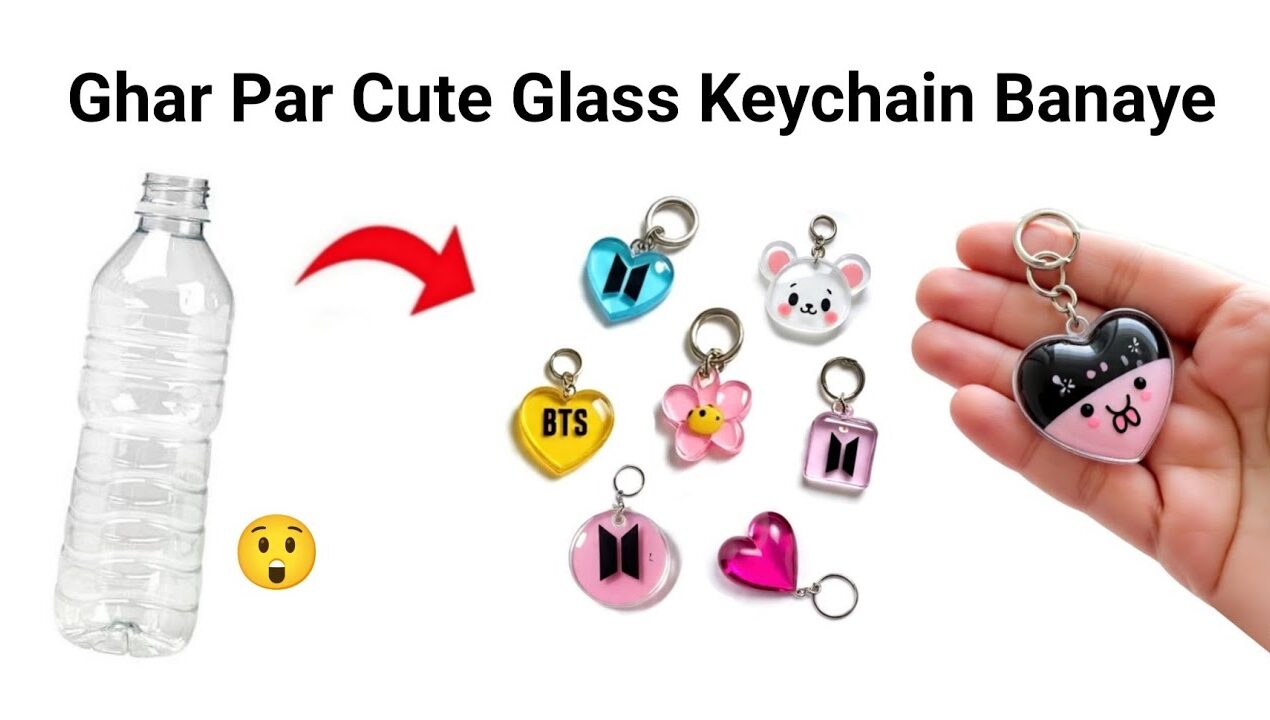 How to make Keychain from waste materials /Homemade glass keychain/DIY gift Keychain/Labubu Keychain