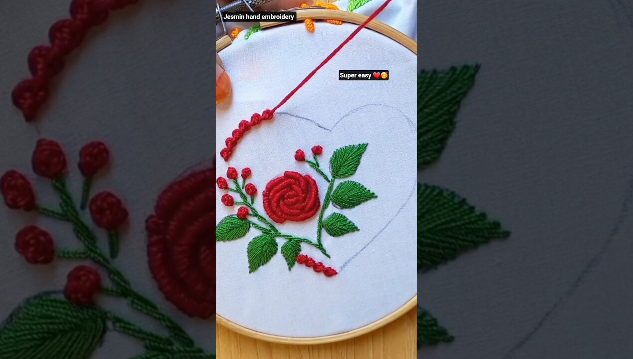 beautiful heart embroidery tutorial❤️#stitch#stitchtricks#heart#success#embroidery#art#diy#yt