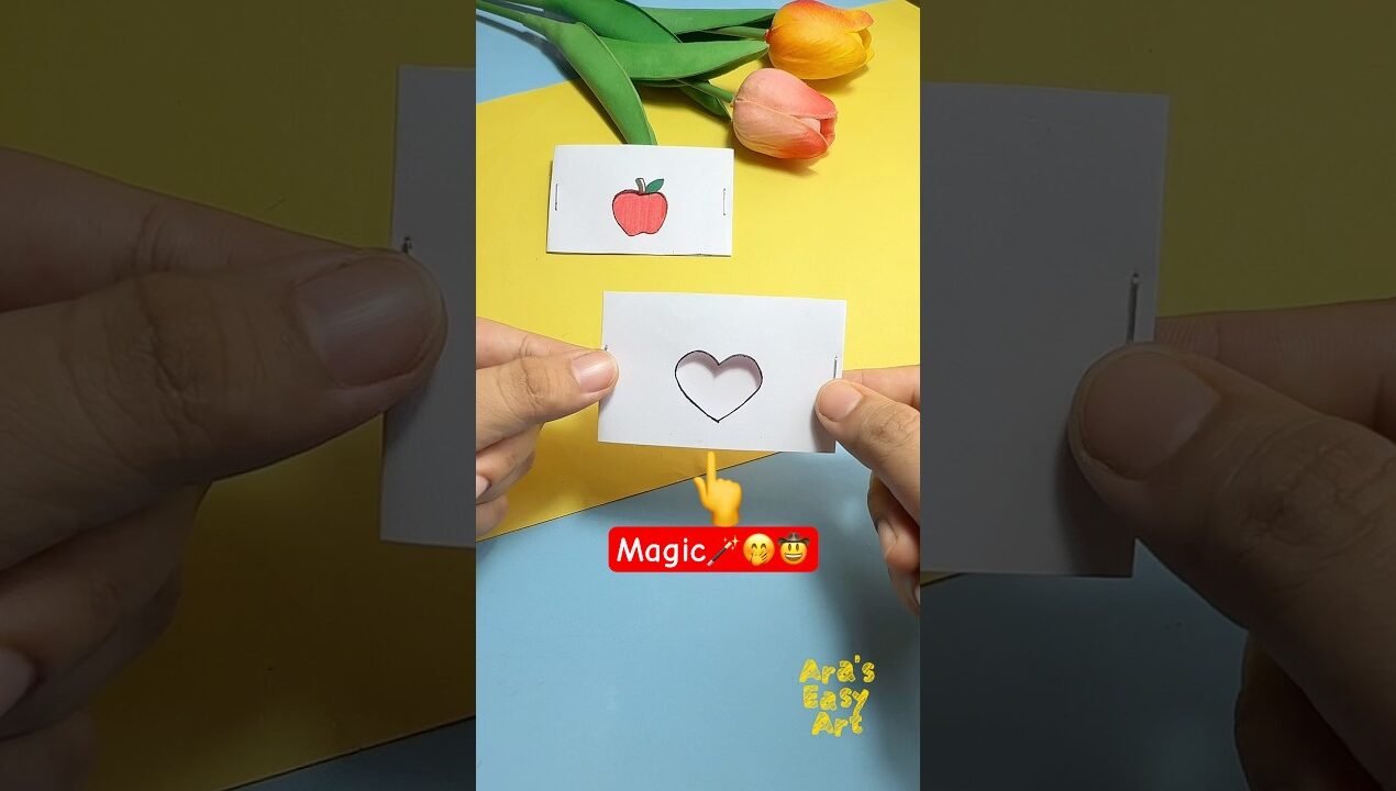 DIY paper magic card 🍎🍏❤️⁠🤍 Paper Cut Magic🪄🤭🤠 @ArasEasyArt #diy #magic #viral #shorts