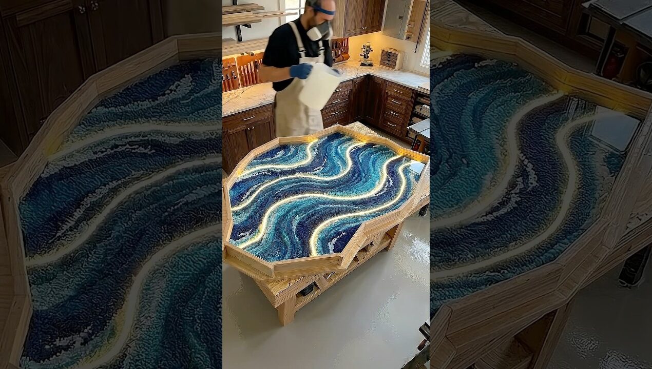 DIY Glowing Ocean Epoxy Table Reveal! 🌊✨
