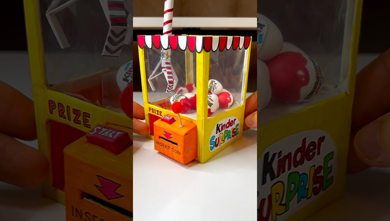 DIY Kinder Surprise Claw Machine with Paper | Paper Craft Ideas #short #papercraft