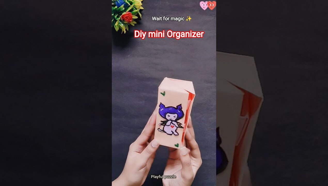 Diy mini Organizer with paper ✨🫰🏻 Easy kids craft ideas😱#youtubeshorts #viral #kids #craft #diy #art