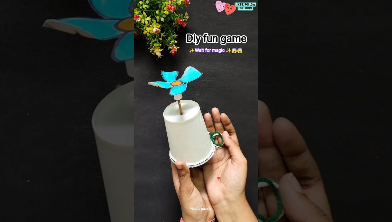 Diy fun satisfying game craft activity with paper cup🪀😱 #youtubeshorts #craft #diy #kids #viral #art