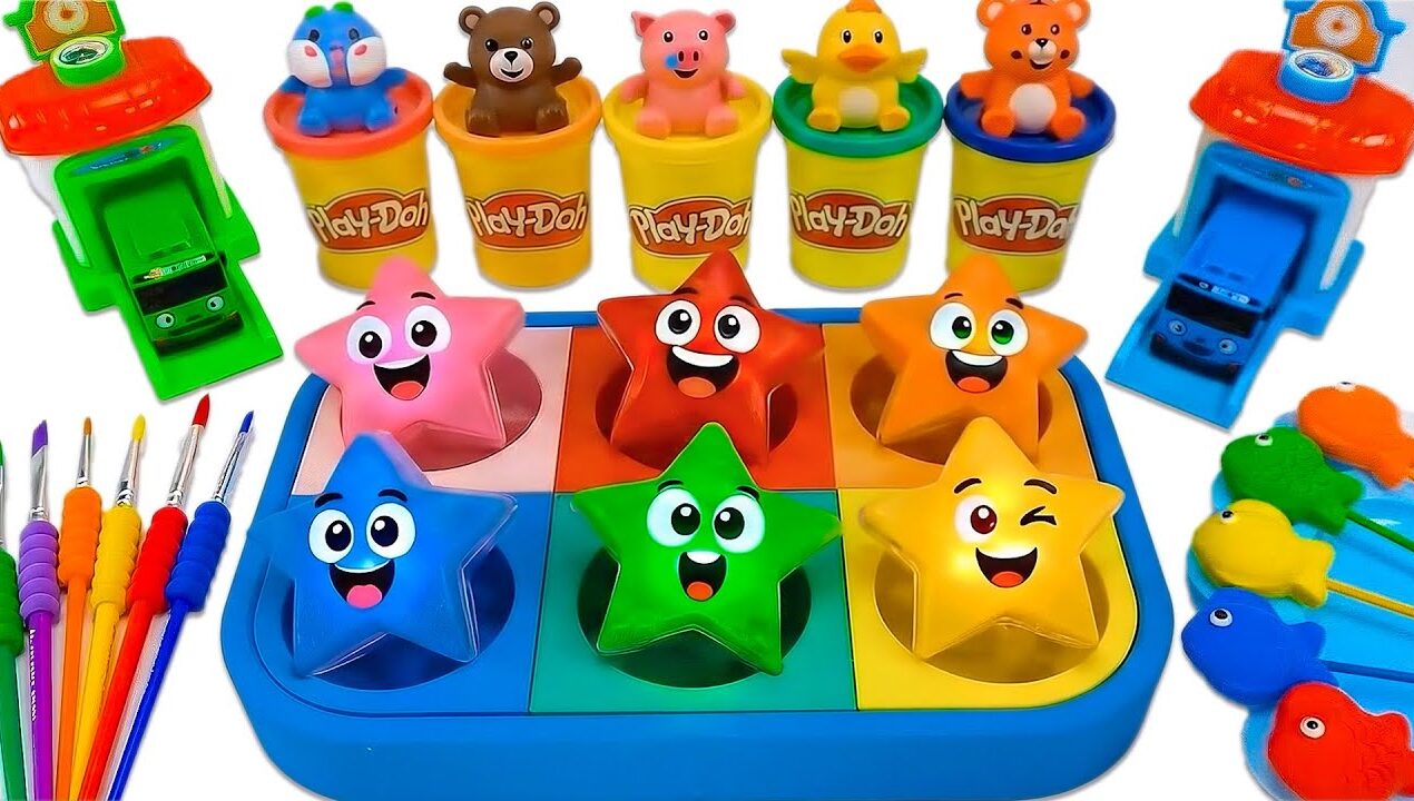 DIY How to Make Rainbow Kinetic Sand Clown Stars & Cutting ASMR 🌈 Kinetic Sand ASMR