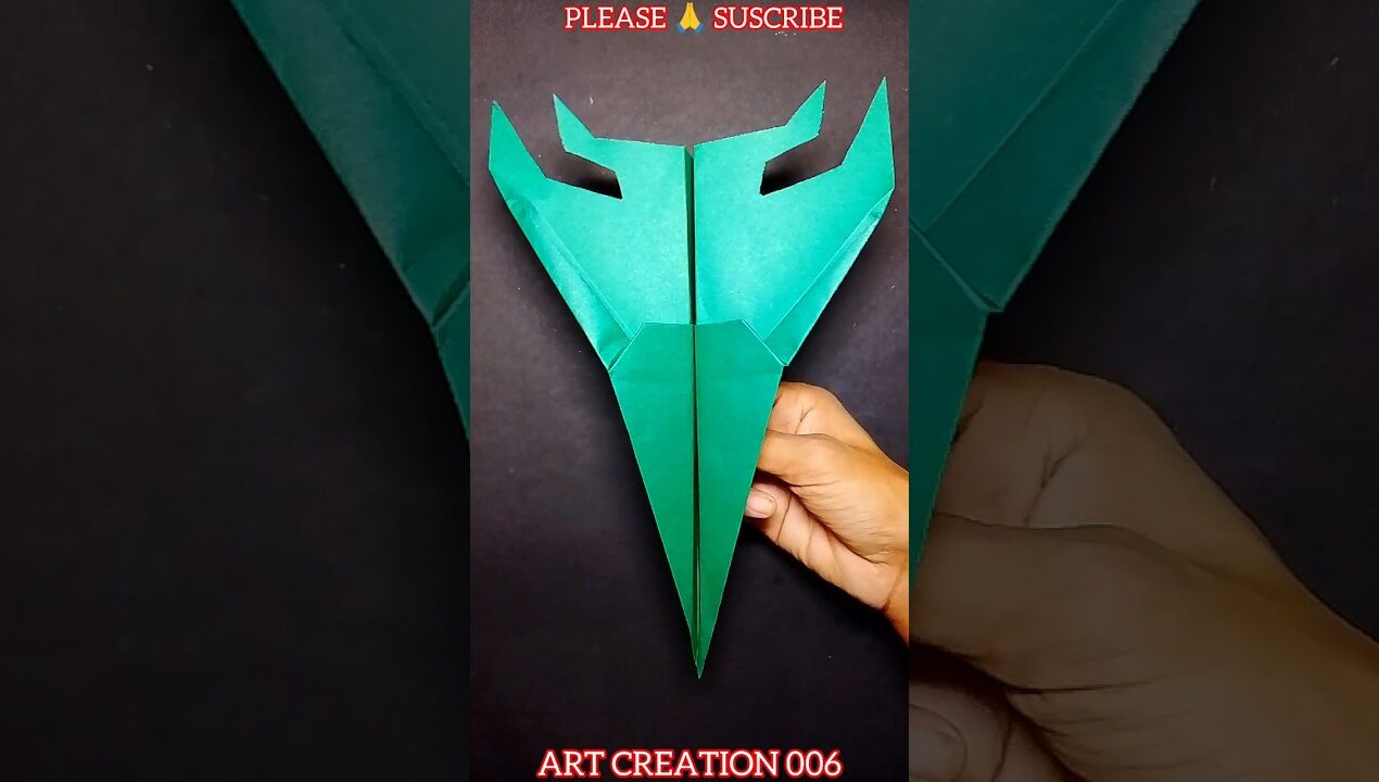 simple origami paper green jet plane easy craft #viral