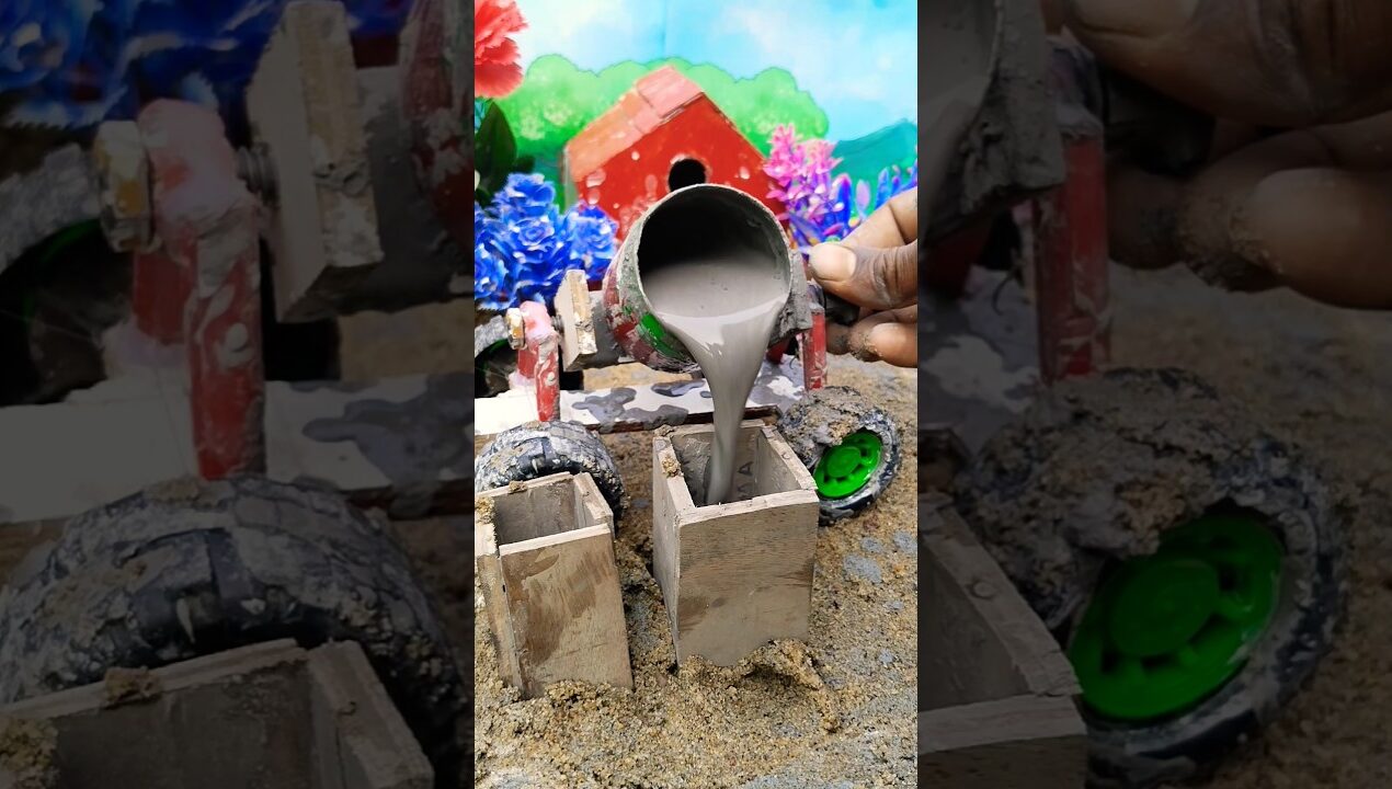 DIY mini Pilar construction video | mini tractor machine video | #youtubeshorts #shortvideo