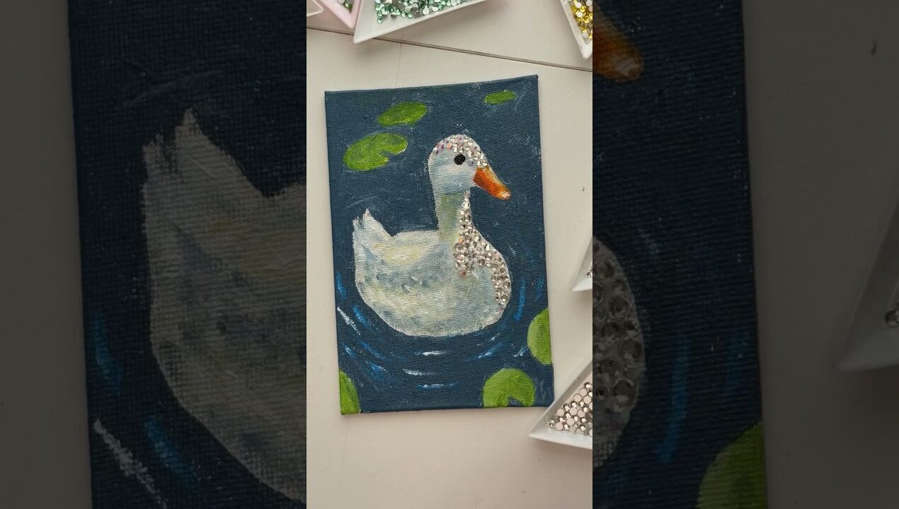 Bedazzling another painting😅 #diy #crafts #painting