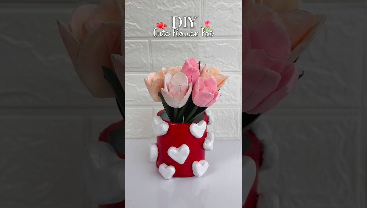 DIY Flower🌷Vase | Flower Pot Making Idea #diy #flowerbouqet #flowervase #flowerpot #flower #craft