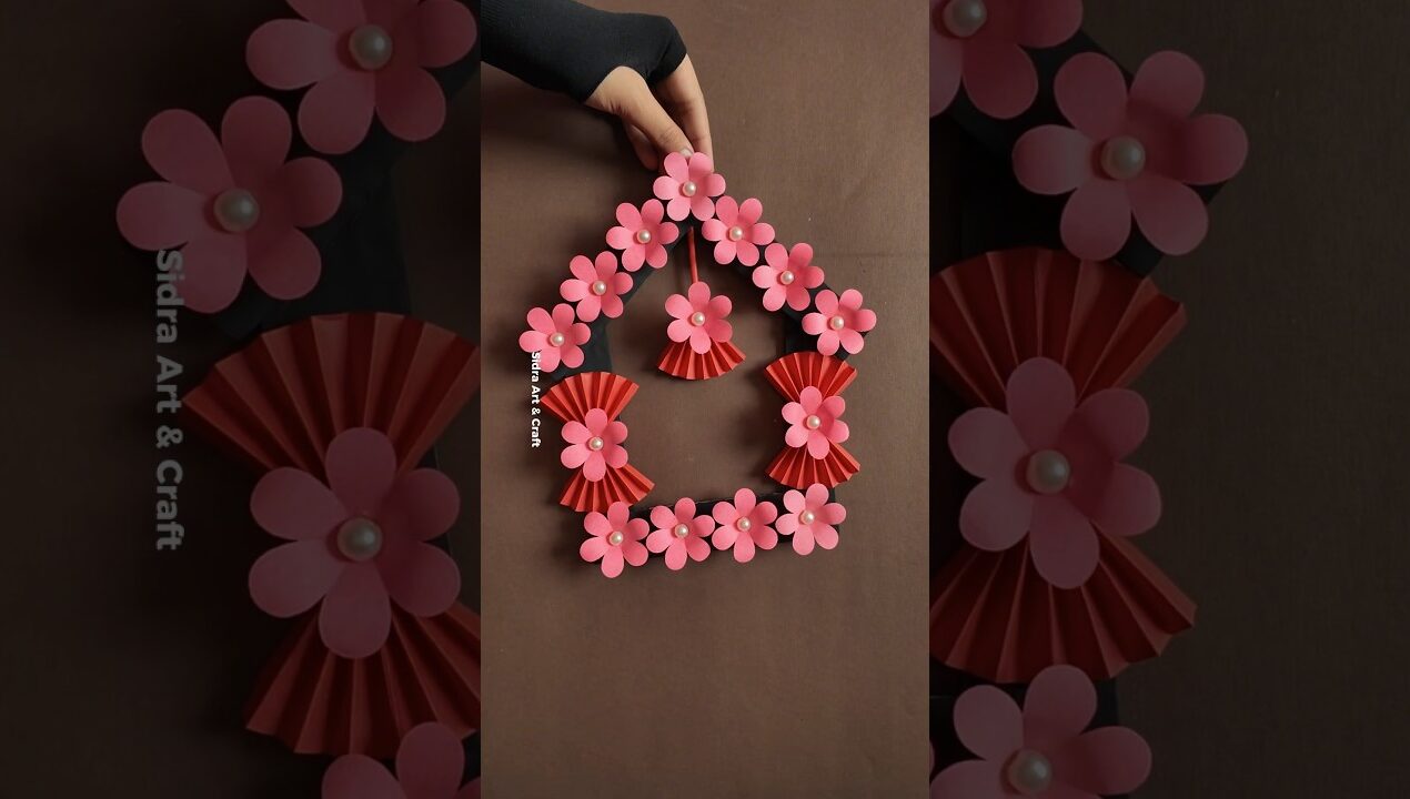 Beautiful paper flower wall hanging craft Ideas | Cute wall hanging 🤩 #sidraartandcraft #shorts