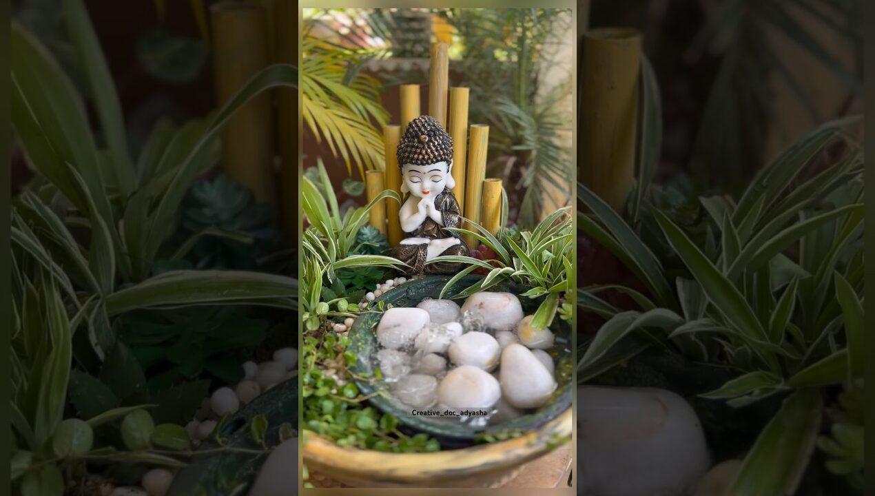 Buddha zen Garden /Table top fountain idea 💡 #minigarden #gardenideas #balconygarden #shorts #viral