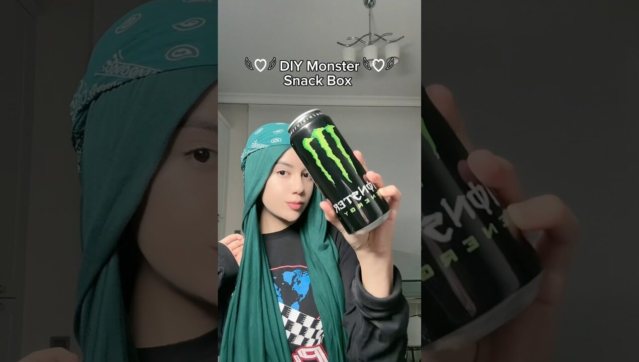 DIY Monster Snack Box (So easy and so cool 🤭💜✨) #diy #monstercan #monster #snackbox #snacks
