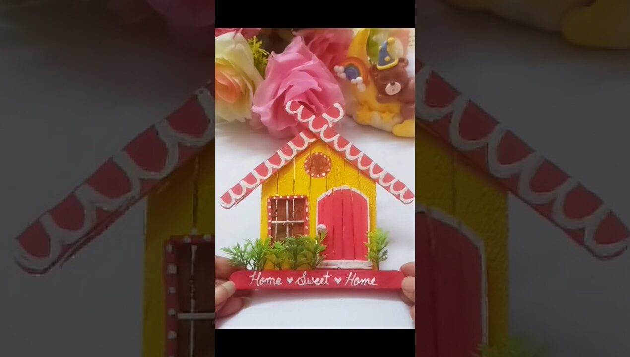 DIY Popsicle Stick Crafts 💖 #diy #popsicle #house #shortsfeed #shorts