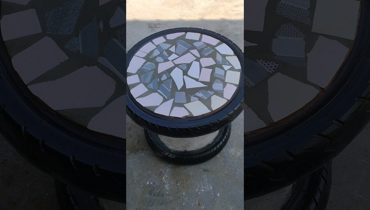 Amazing DIY Garden Coffee Table From Cement And Tires – Beautiful and Easy