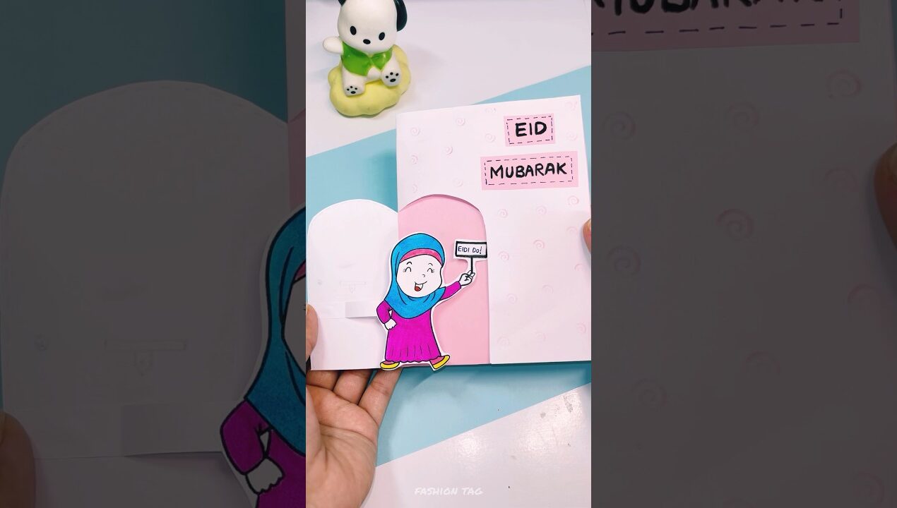DIY Eid Mubarak Slider Card 🌙 Easy Handmade Eid Card | Paper Craft Idea #diy #craft #shorts