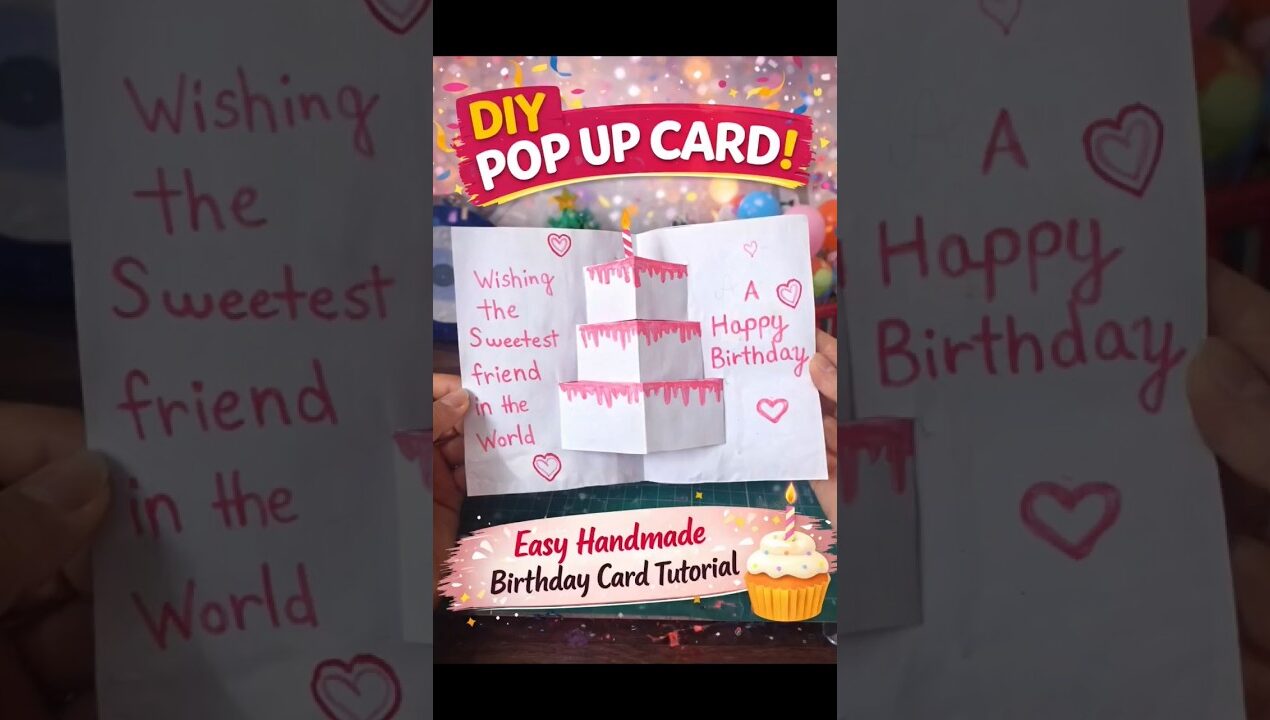 DIY Pop Up Birthday Card 🎂 | 3D Paper Craft Tutorial #diy #shorts  #craft #papercraft