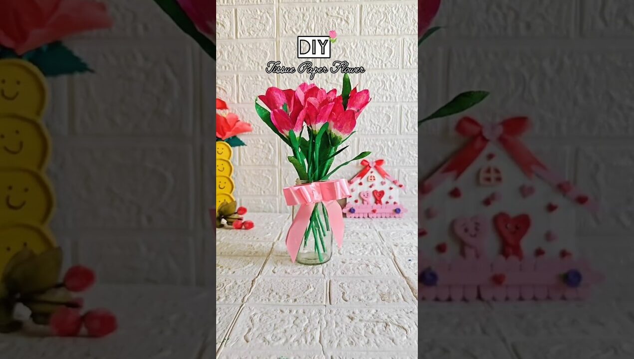 DIY tissue paper tulip flower #tulip #flowers #shorts #diy