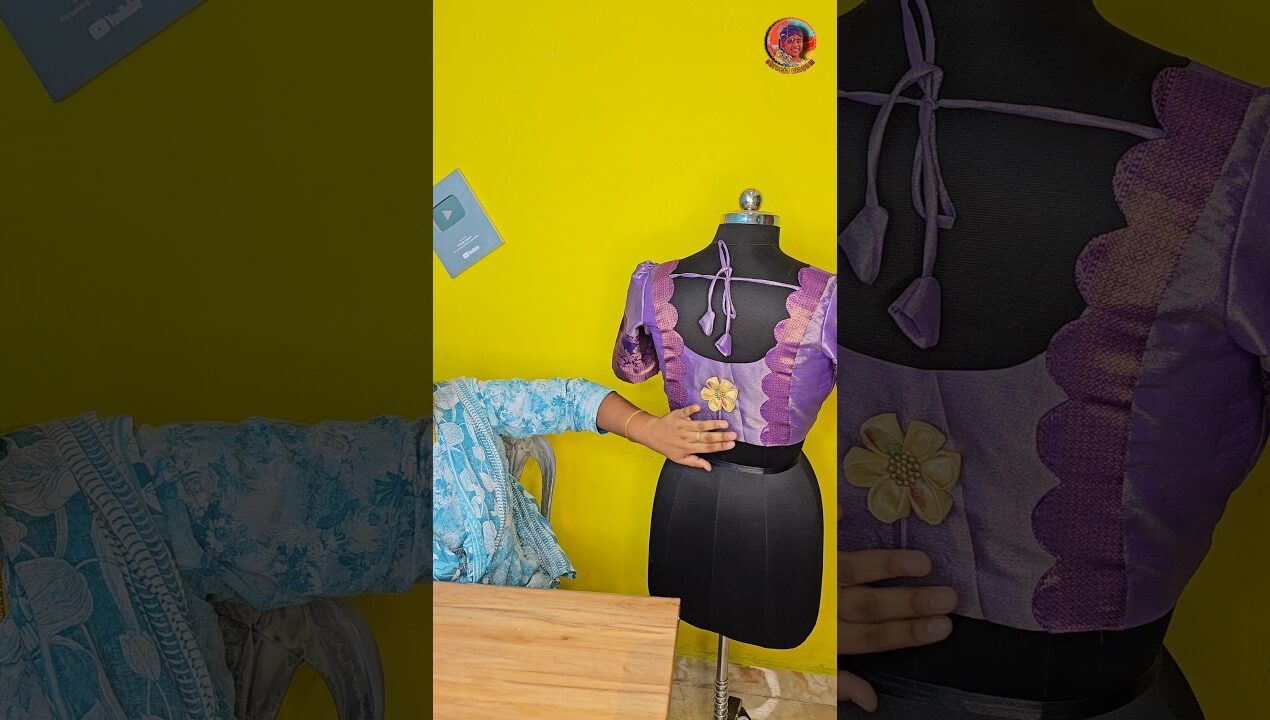 blouse scaloop neck design in tamil diy #shreejaulagam