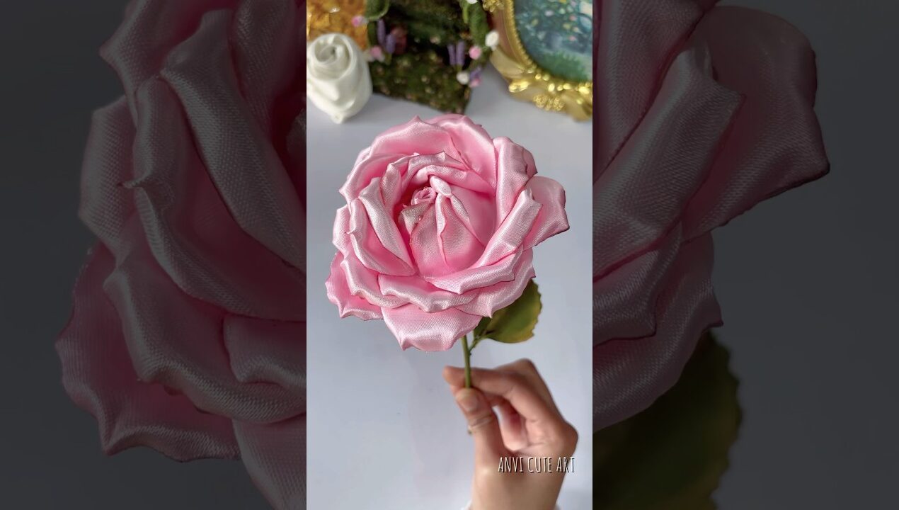 How to make ribbon rose | diy Valentine’s Day gift idea | diy rose #shortsviral