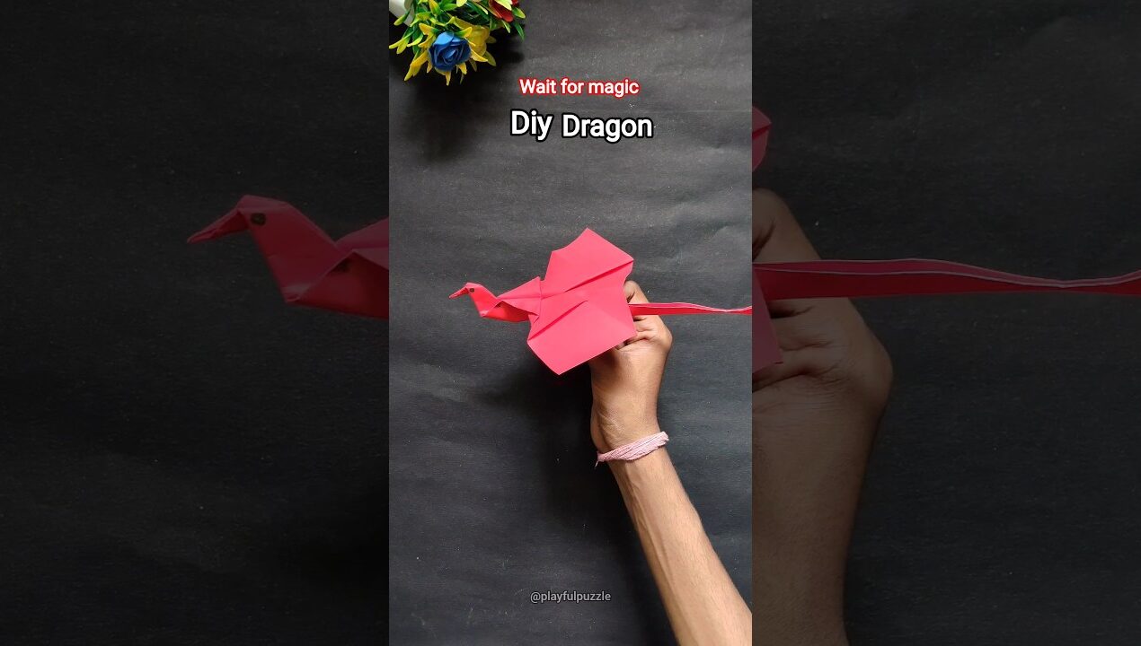 Diy flying dragon with paper 🐲 Easy kids fun craft✈️😱#youtubeshorts #viral #kids #craft #diy #shorts