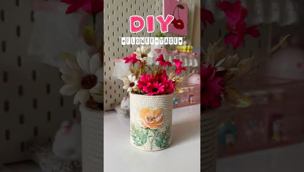 DIY Flower Vase 🌼🪴| Aesthetic Home Decor Craft  #shorts #diy #viralshort #handmade #homedecor