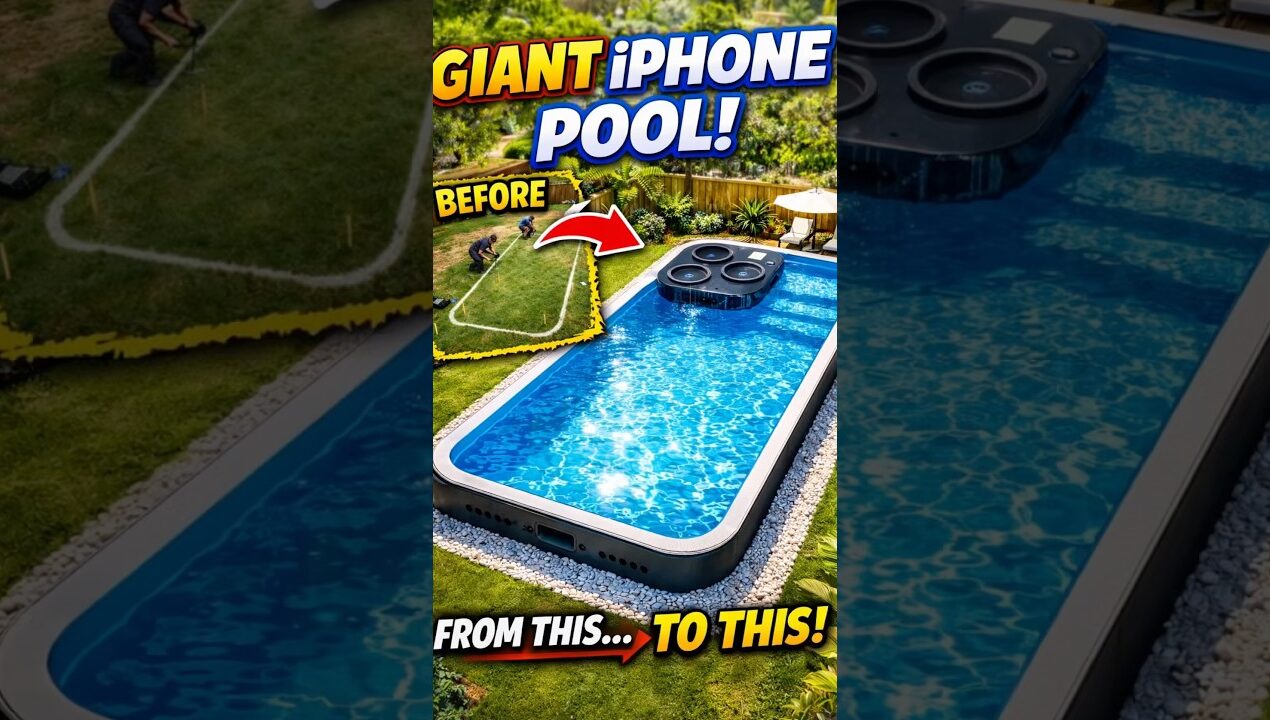 Building a GIANT iPhone Pond! 📱💦 #shorts #diy #construction