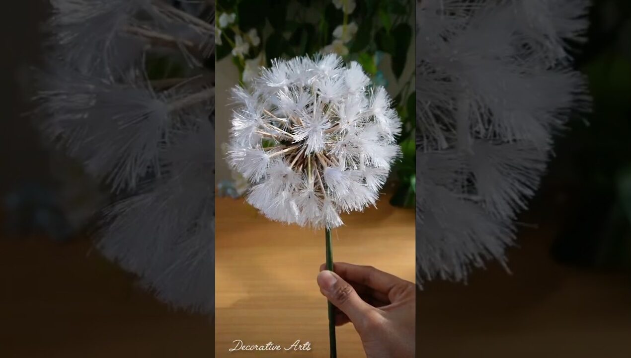 How to Make Dandelion Flower With Ribbon/DIY Flowers Making Ideas/#diy #art #craft #shorts #viral