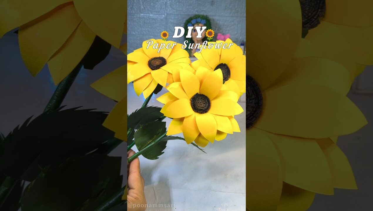 DIY Paper Sunflower 🌻#shorts #diy #papercraft #craft #ideas
